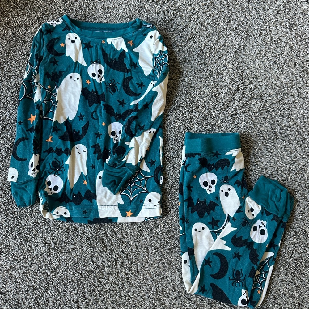 Little Sleepies Ghost Glow in the Dark Teal Long Sleeve/Pants Pajamas 2T
